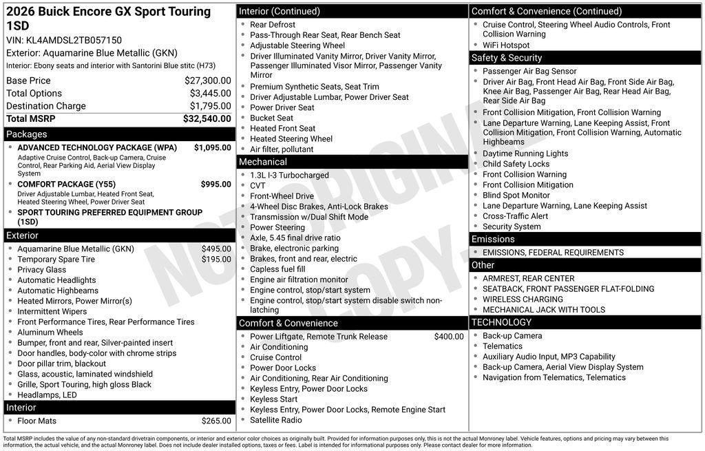 new 2026 Buick Encore GX car, priced at $28,040