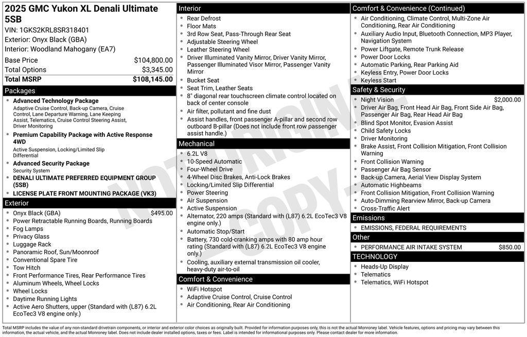 new 2025 GMC Yukon XL car, priced at $101,499