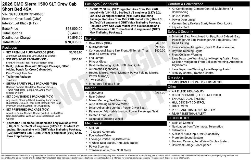 new 2026 GMC Sierra 1500 car, priced at $59,555