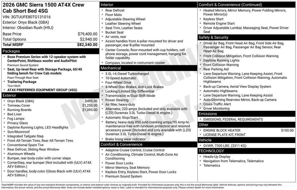 new 2026 GMC Sierra 1500 car, priced at $80,085