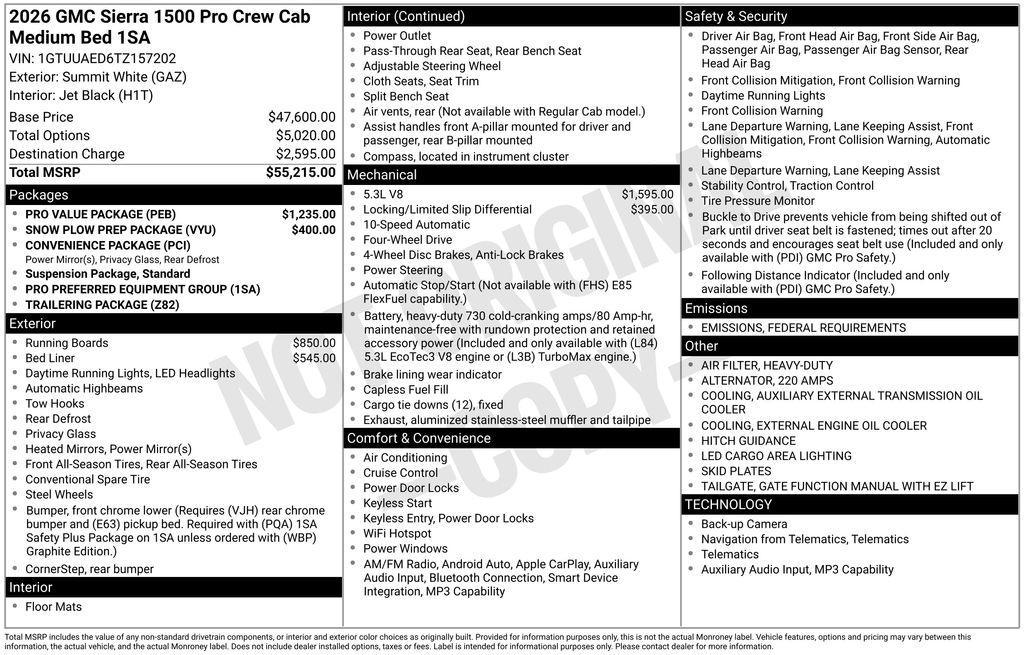 new 2026 GMC Sierra 1500 car, priced at $47,391