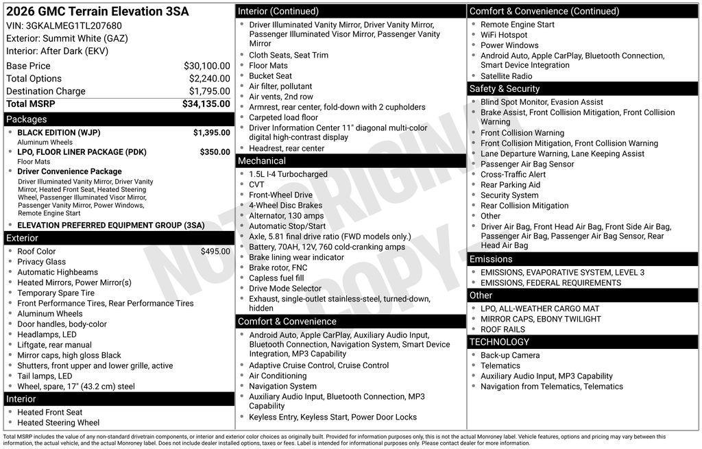 new 2026 GMC Terrain car, priced at $31,742