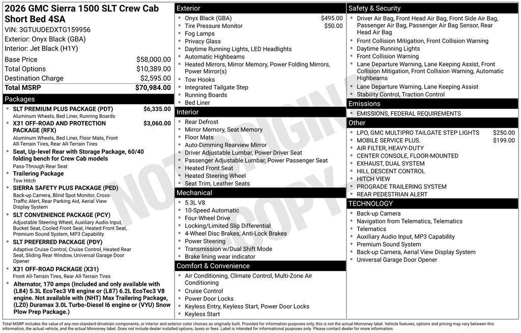 new 2026 GMC Sierra 1500 car, priced at $58,673