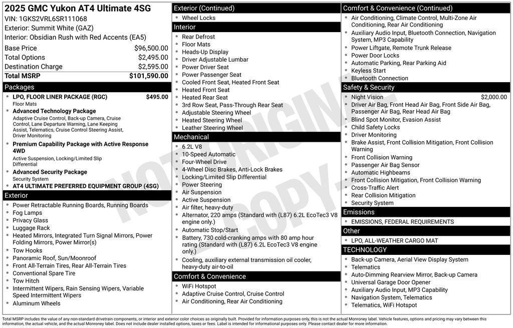 new 2025 GMC Yukon car, priced at $91,021