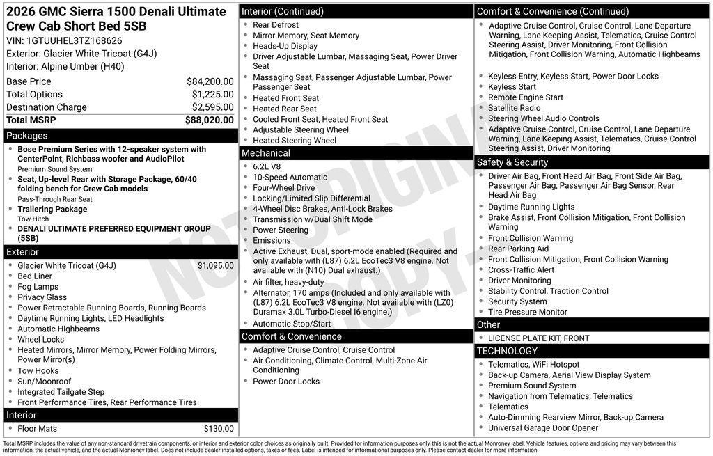 new 2026 GMC Sierra 1500 car, priced at $82,270