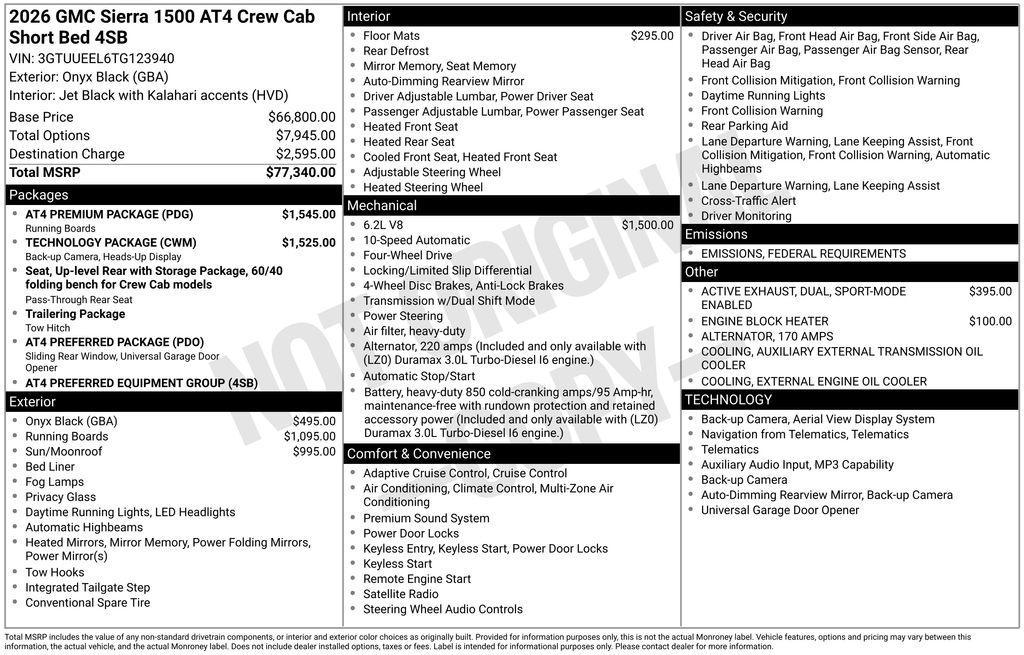 new 2026 GMC Sierra 1500 car, priced at $67,051