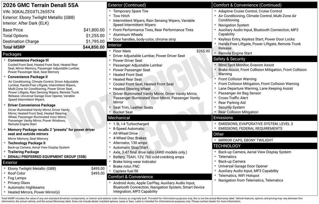 new 2026 GMC Terrain car, priced at $42,636