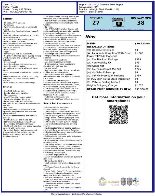 used 2021 Toyota Camry car, priced at $24,892