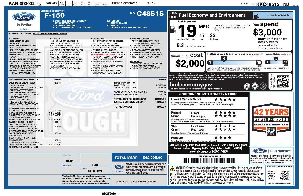 used 2019 Ford F-150 car, priced at $35,074