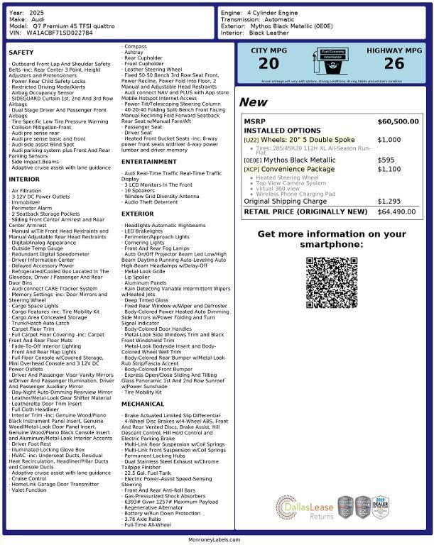 used 2025 Audi Q7 car, priced at $52,935