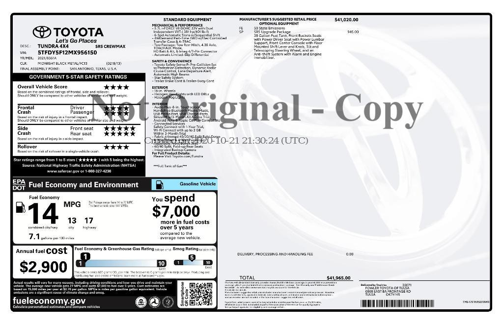 used 2021 Toyota Tundra car, priced at $37,988