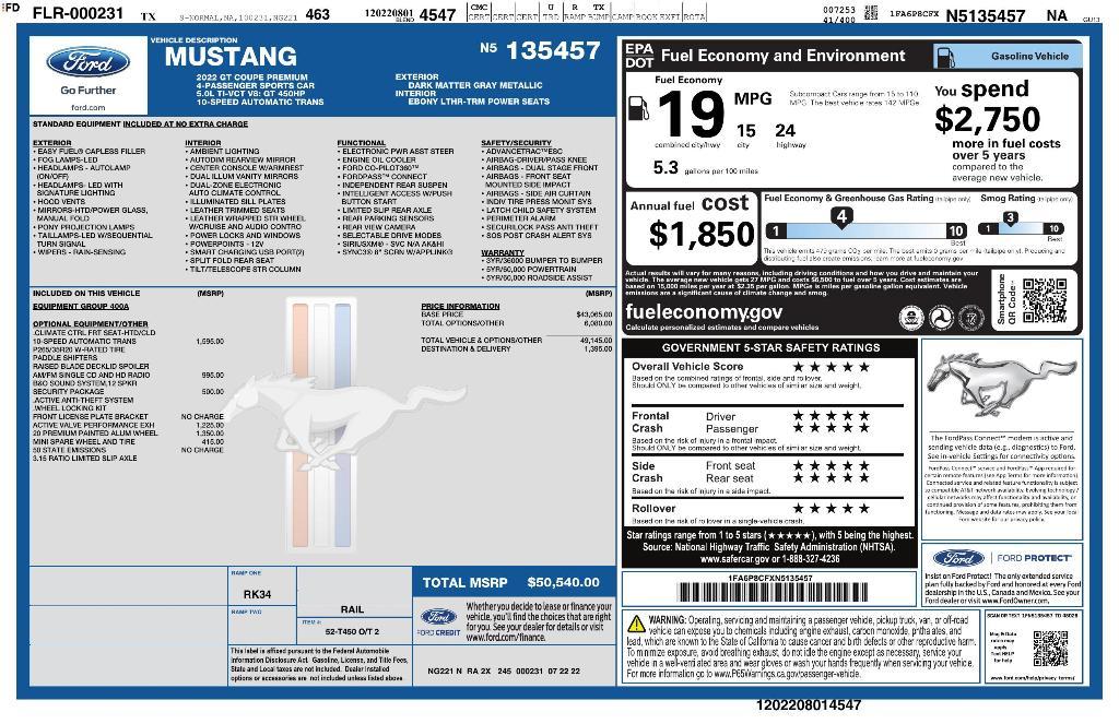 used 2022 Ford Mustang car, priced at $40,682