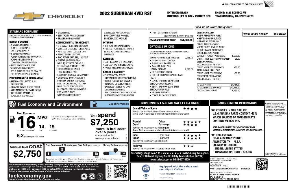 used 2022 Chevrolet Suburban car, priced at $58,214