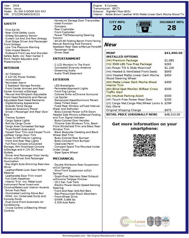 used 2016 Lexus RX 350 car, priced at $23,235