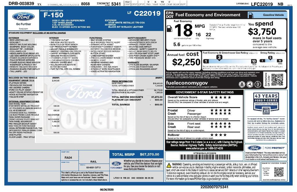 used 2020 Ford F-150 car, priced at $39,812
