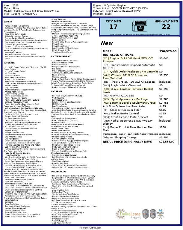 used 2023 Ram 1500 car, priced at $43,269