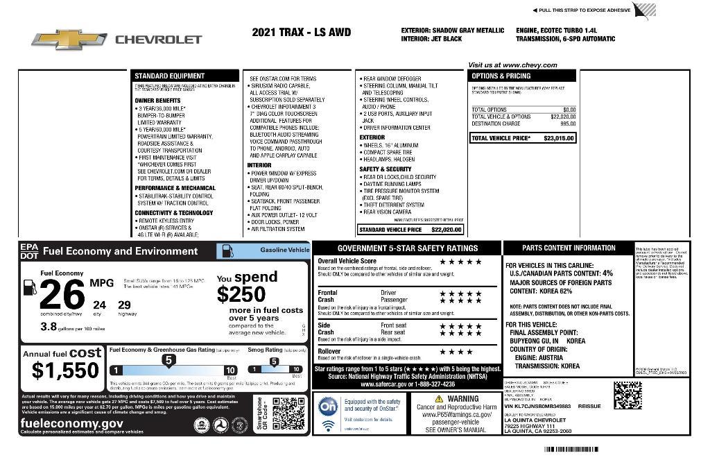 used 2021 Chevrolet Trax car, priced at $18,562