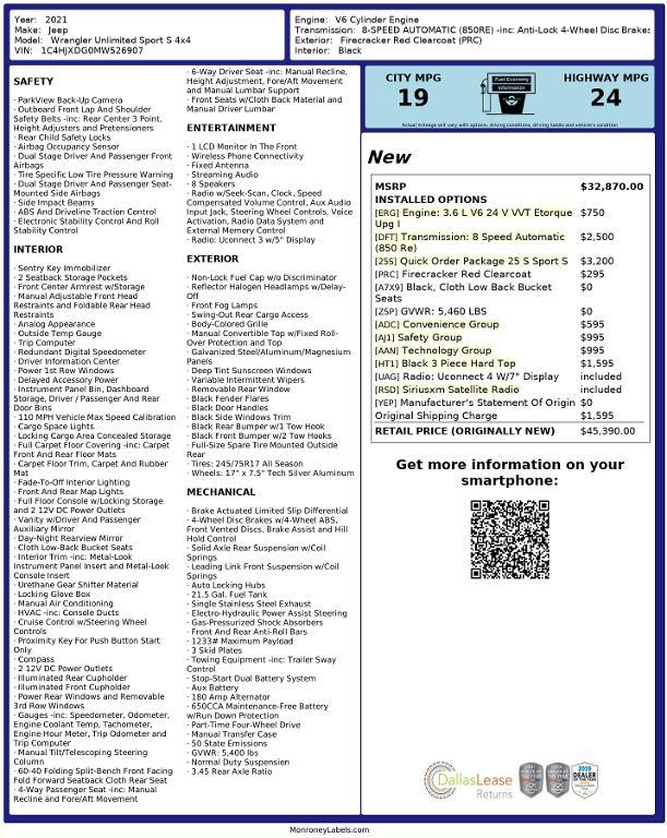 used 2021 Jeep Wrangler Unlimited car, priced at $24,912