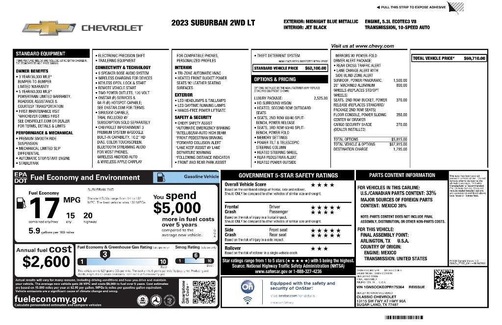 used 2023 Chevrolet Suburban car, priced at $44,222