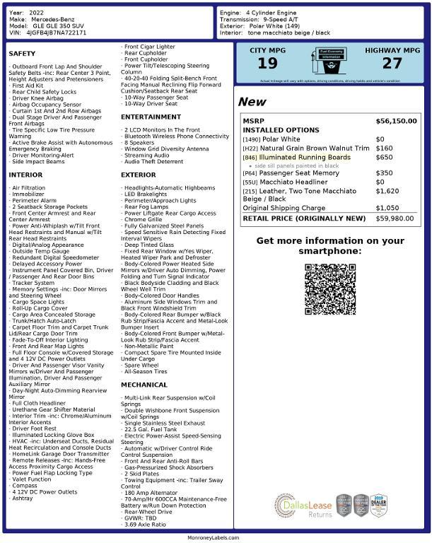 used 2022 Mercedes-Benz GLE 350 car, priced at $39,571