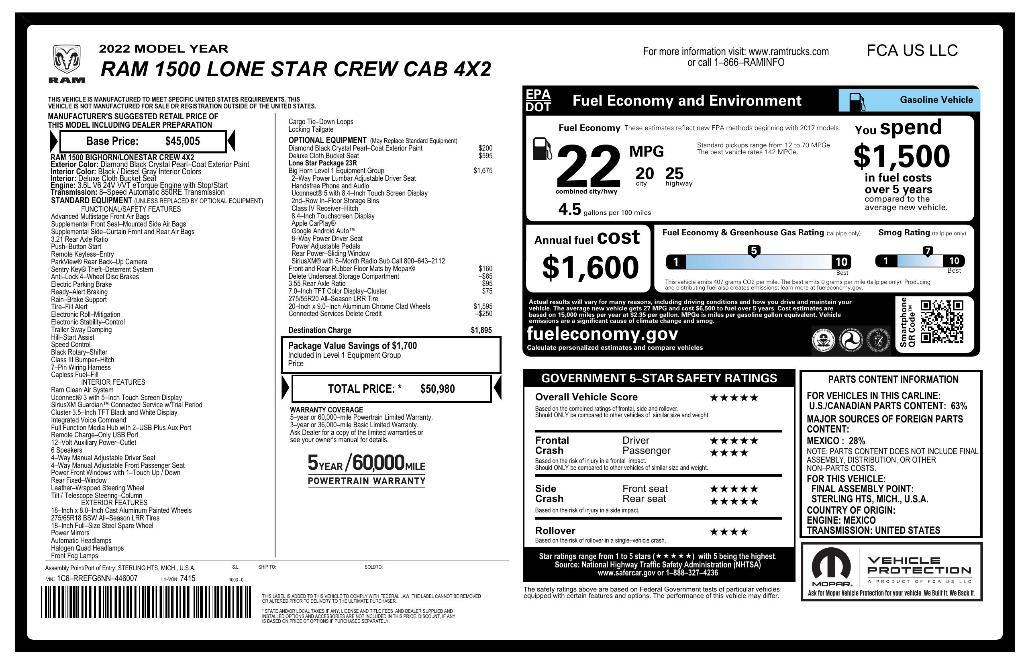 used 2022 Ram 1500 car, priced at $32,252