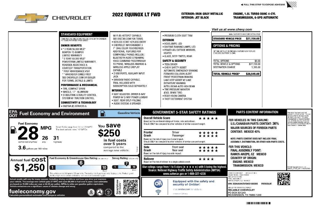 used 2022 Chevrolet Equinox car, priced at $22,969