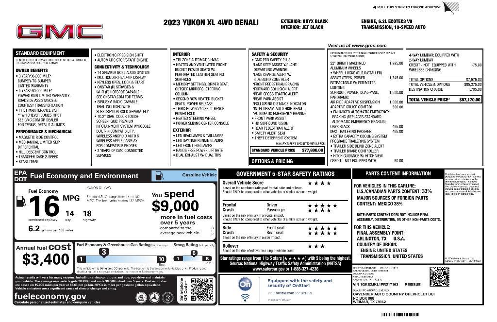 used 2023 GMC Yukon XL car, priced at $62,973