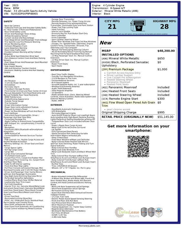 used 2023 BMW X3 car, priced at $40,275