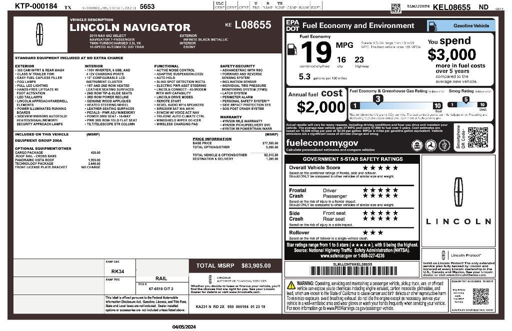 used 2019 Lincoln Navigator car, priced at $29,888