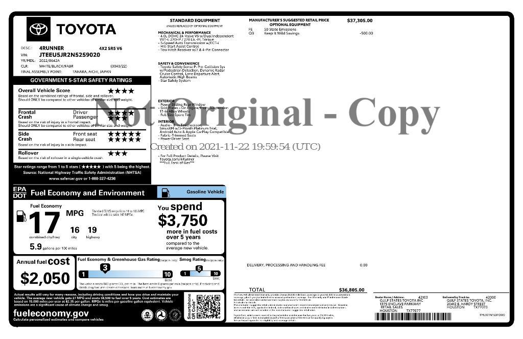 used 2022 Toyota 4Runner car, priced at $32,802