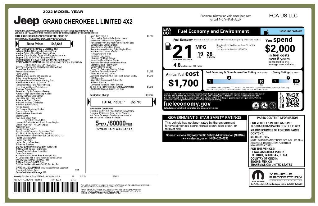 used 2022 Jeep Grand Cherokee L car, priced at $30,412
