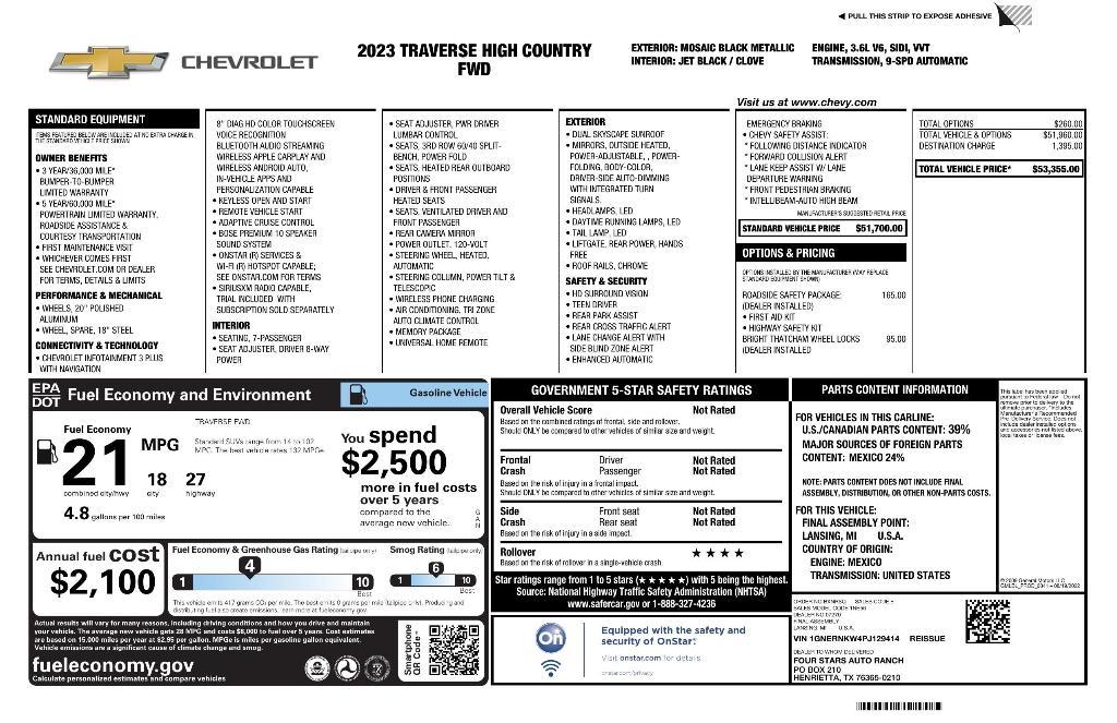 used 2023 Chevrolet Traverse car, priced at $42,632