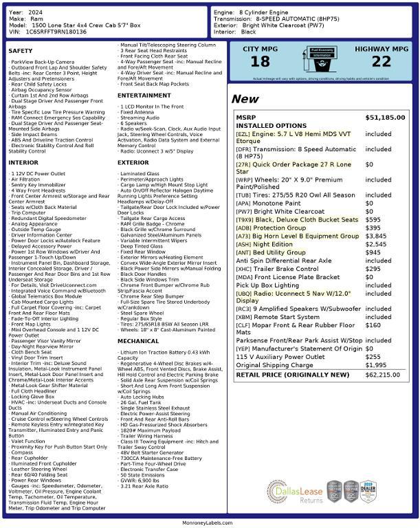 used 2024 Ram 1500 car, priced at $40,612