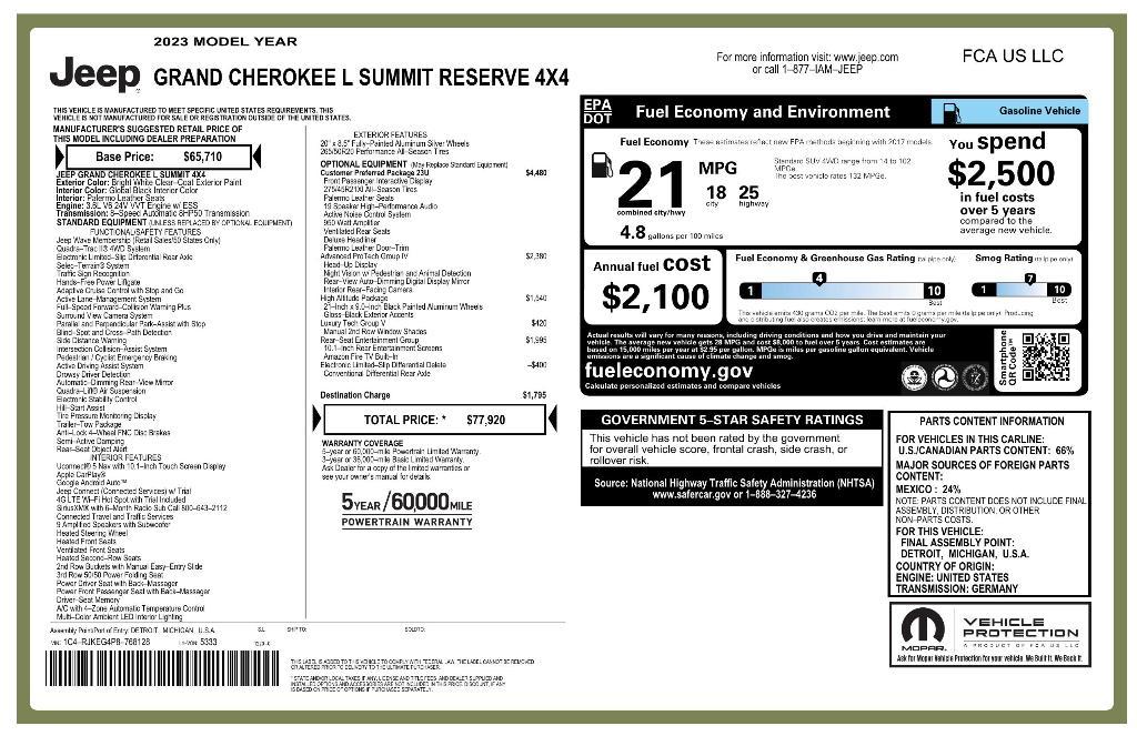 used 2023 Jeep Grand Cherokee L car, priced at $48,735