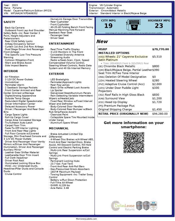 used 2023 Porsche Cayenne car, priced at $67,735