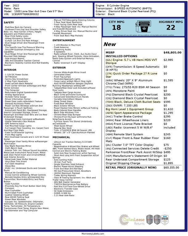 used 2022 Ram 1500 car, priced at $38,975