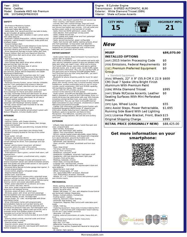 used 2015 Cadillac Escalade car, priced at $21,385