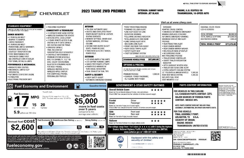 used 2023 Chevrolet Tahoe car, priced at $55,819