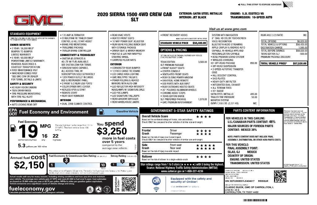 used 2020 GMC Sierra 1500 car, priced at $36,634