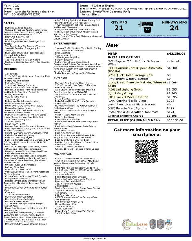 used 2022 Jeep Wrangler Unlimited car, priced at $35,811