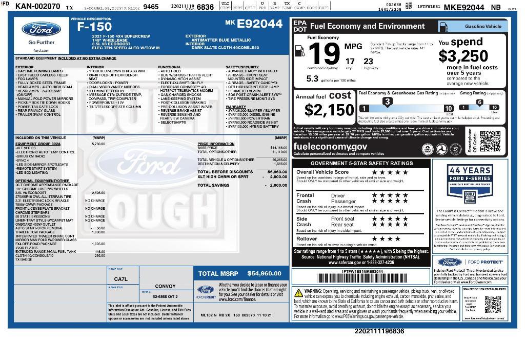 used 2021 Ford F-150 car, priced at $40,275
