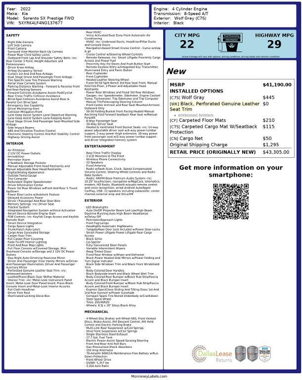 used 2022 Kia Sorento car, priced at $27,679