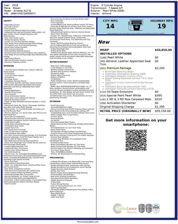 used 2018 Nissan Armada car, priced at $19,384