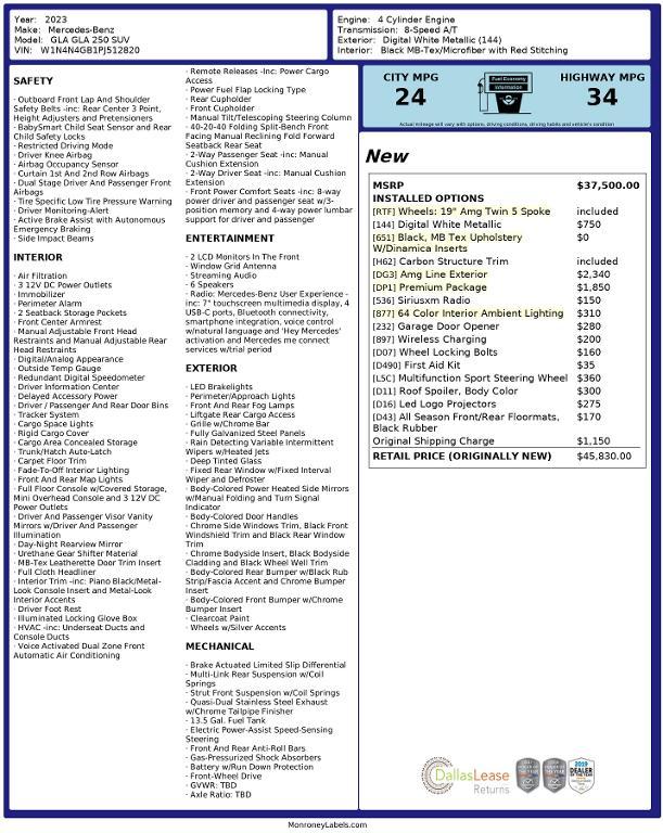 used 2023 Mercedes-Benz GLA 250 car, priced at $33,535