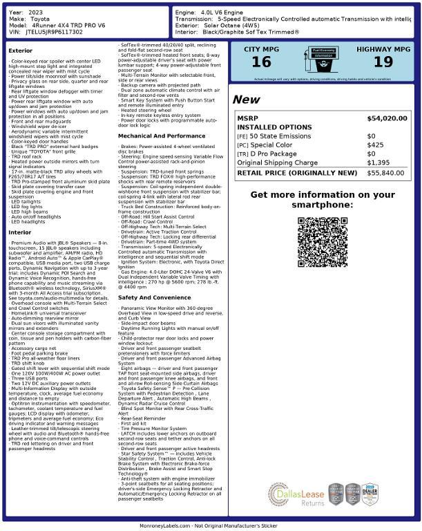 used 2023 Toyota 4Runner car, priced at $59,188