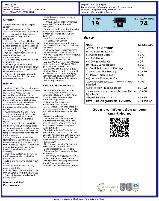 used 2023 Toyota Tacoma car, priced at $31,812