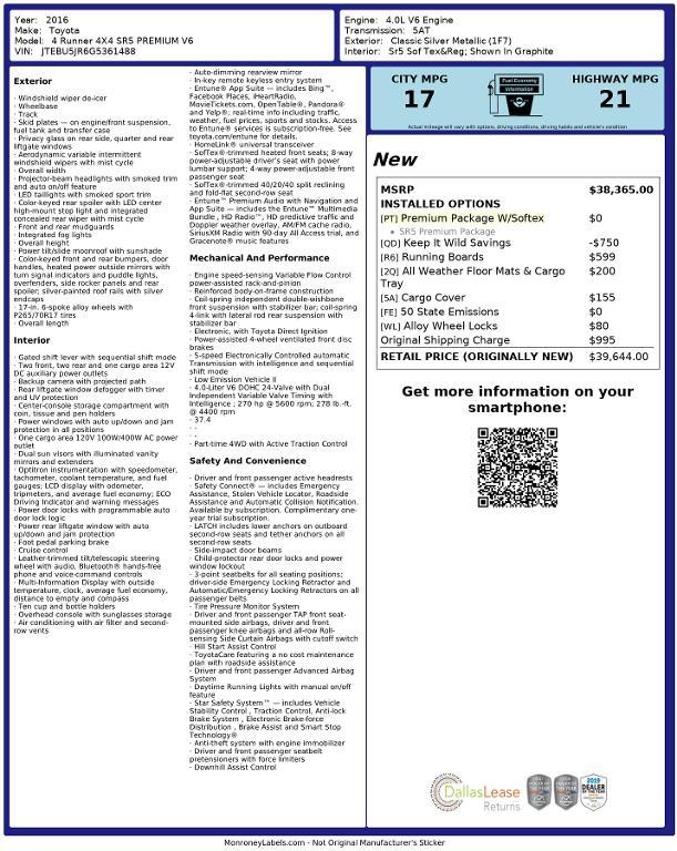 used 2016 Toyota 4Runner car, priced at $24,637