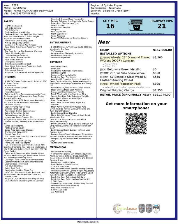 used 2023 Land Rover Range Rover car, priced at $117,000
