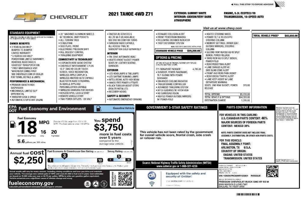 used 2021 Chevrolet Tahoe car, priced at $45,137