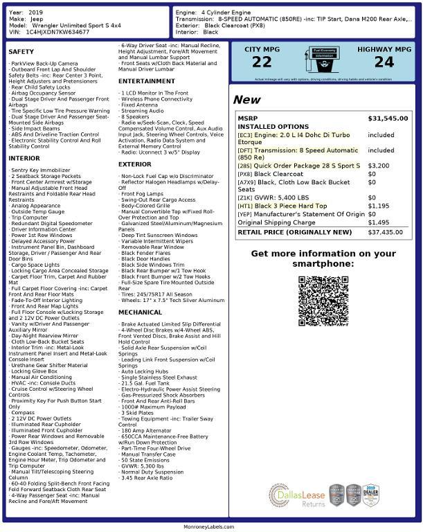 used 2019 Jeep Wrangler Unlimited car, priced at $28,034